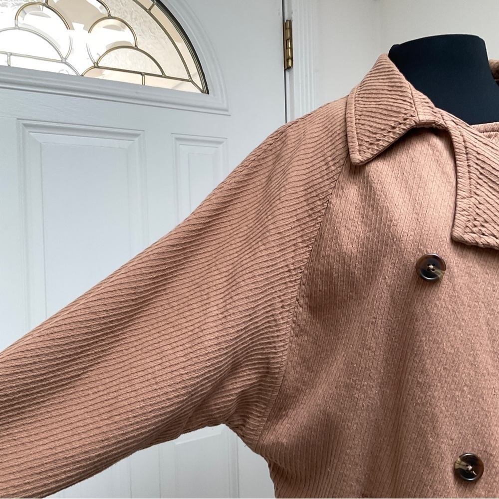 Free People  Remi Cord Coat Jacket Double Breasted Size Large Tan - Picture 6 of 15